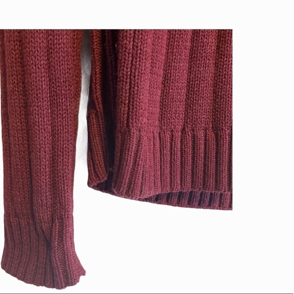 Denver Hayes burgundy 1/4 zip fireside knit cozy sweater preppy corpcore - Picture 3 of 8